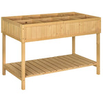 Jardinière sur Pieds carré Potager avec étagère 110L x 46l x 76H cm 8 Compartiments & Inserts d'irrigation
