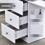 Bureau informatique multimédia multi-rangements 3 tiroirs 2 étagères 120L x 49l x 72H cm blanc
