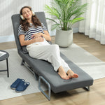 Sillón convertible individual, sillón cama plegable acolchado de lino con respaldo ajustable, cojín, gris oscuro