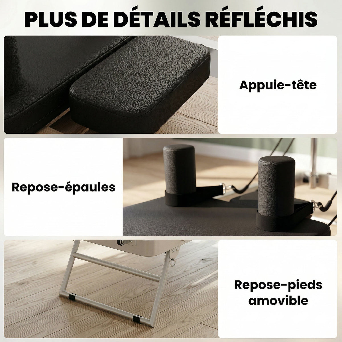 Máquina Reformer de Pilates Plegable Sistema Híbrido 4 Resortes & 5 Cuerdas Silencioso Acero 195 x 56 x 88 cm Blanco