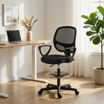 Chaise bureau ergonomique, fauteuil de bureau avec repose-pieds et accoudoirs, hauteur réglable, 59x58x103-123cm, noir