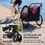 Remolque de bicicleta para niños 2 en 1, cochecito de bicicleta para bebés de 2 plazas, manillar ajustable, freno de mano, cinturón de seguridad, rojo
