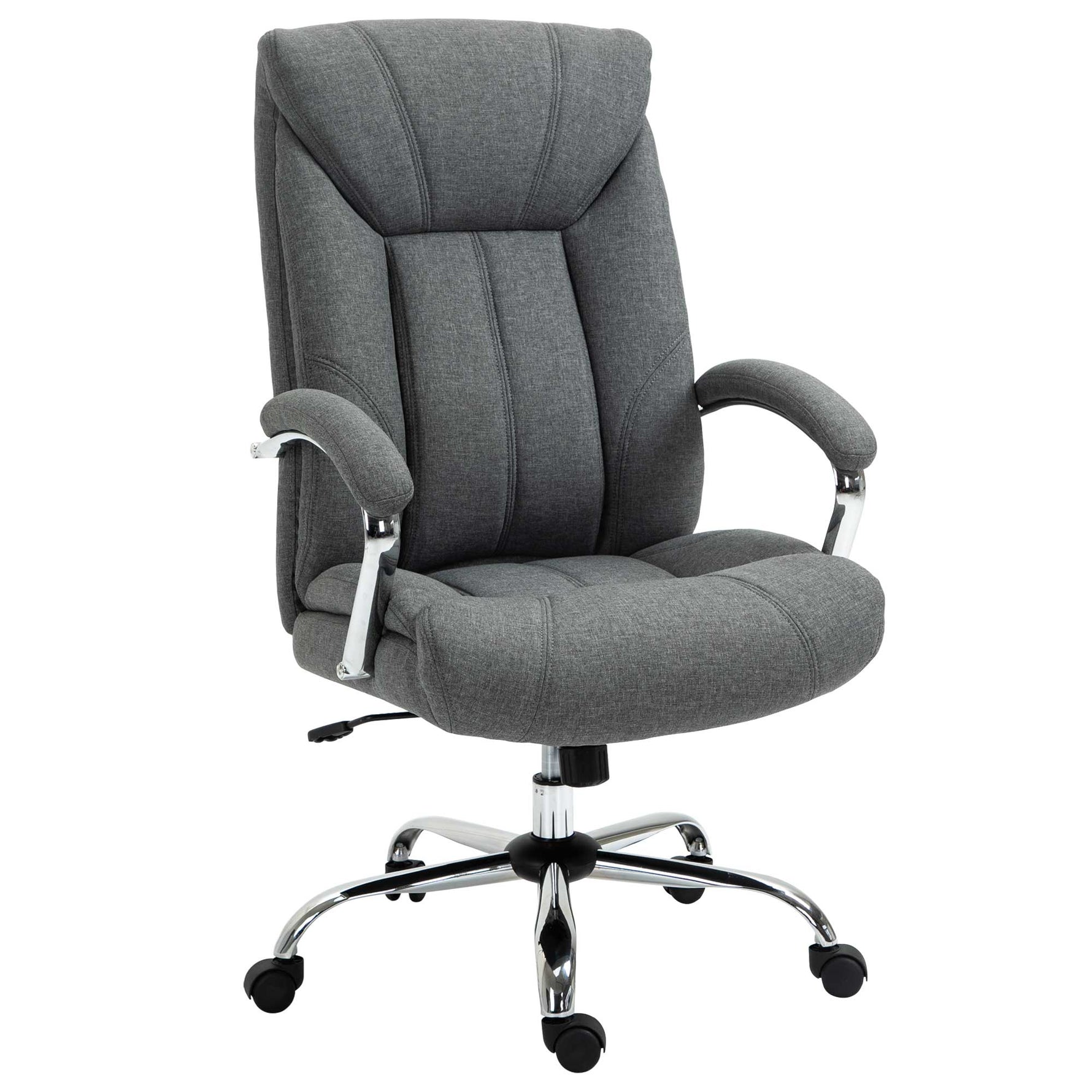 Fauteuil de bureau, chaise de bureau ergonomique, hauteur réglable, dossier haut, fonction de bascule, 65x78x118cm, gris