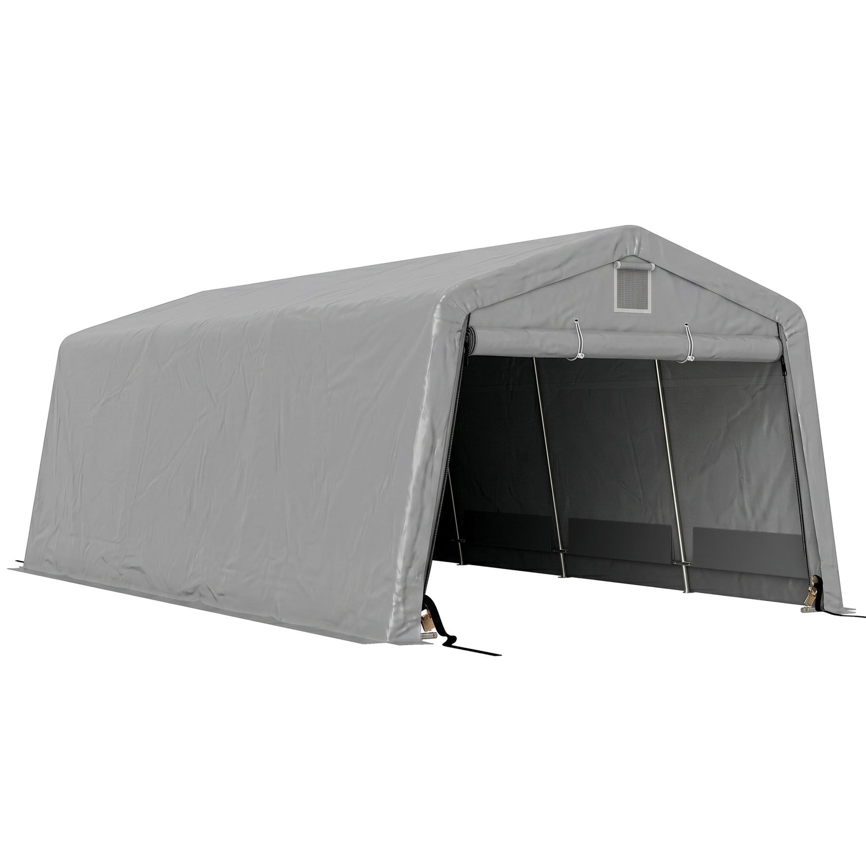 Tente garage carport dim. 6,2L x 3,3l x 2,4H m acier galvanisé robuste PE haute densité 150 g/m² imperméable anti-UV