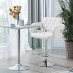 Tabouret de bar pivotant chaise de bar réglable en hauteur avec dossier repose-pieds et accoudoirs 61x50x93-113cm blanc