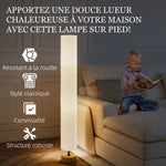 Lampadaire sur pied de salon avec abat-jour en lin, interrupteur à pied, 2 x douille E27, 120 cm, gris