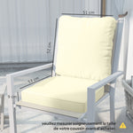 Ensemble de 2 coussins d'assise avec dossier, coussin d'assise et de dossier extérieur et intérieur, crème