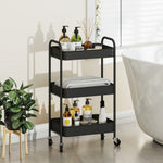 Desserte chariot de rangement en acier chariot de service à roulettes 3 plateaux ajourés 45 x 30,6 x 79 cm noir