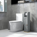 Meuble de salle de bain support papier toilette avec placard et étagères réglables 20 x 20 x 80 cm gris