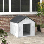Niche pour Chien Extérieur avec Toit en Pente et Porte Avant Ouverte, pour Chiens Moyens et Grands, 84,2x98,2x82cm, Gris