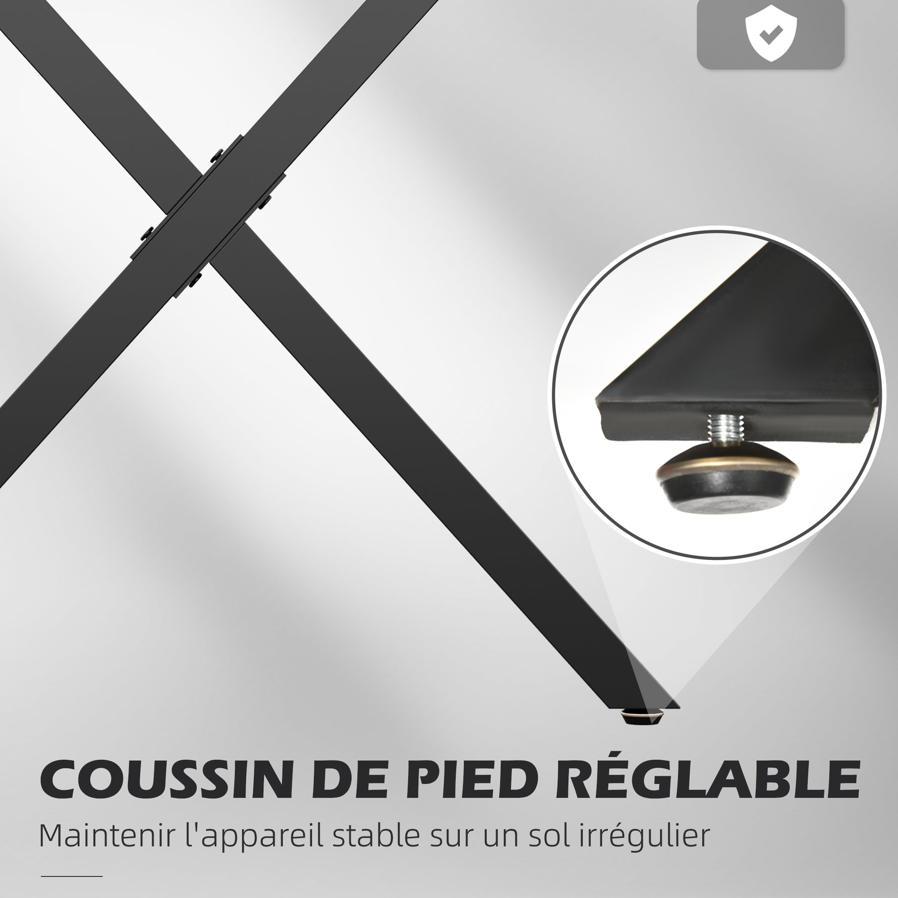 Lot de 2 pieds de table en forme en croix 70 x 72 cm design industriel pour table basse table de chevet noir