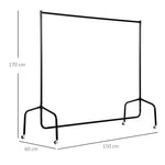 Portant à Vêtements avec Roulettes Tringle a Vêtement solide Charge 140 Kg 150 x 60 x 170 cm Porte-Manteau en acier noir