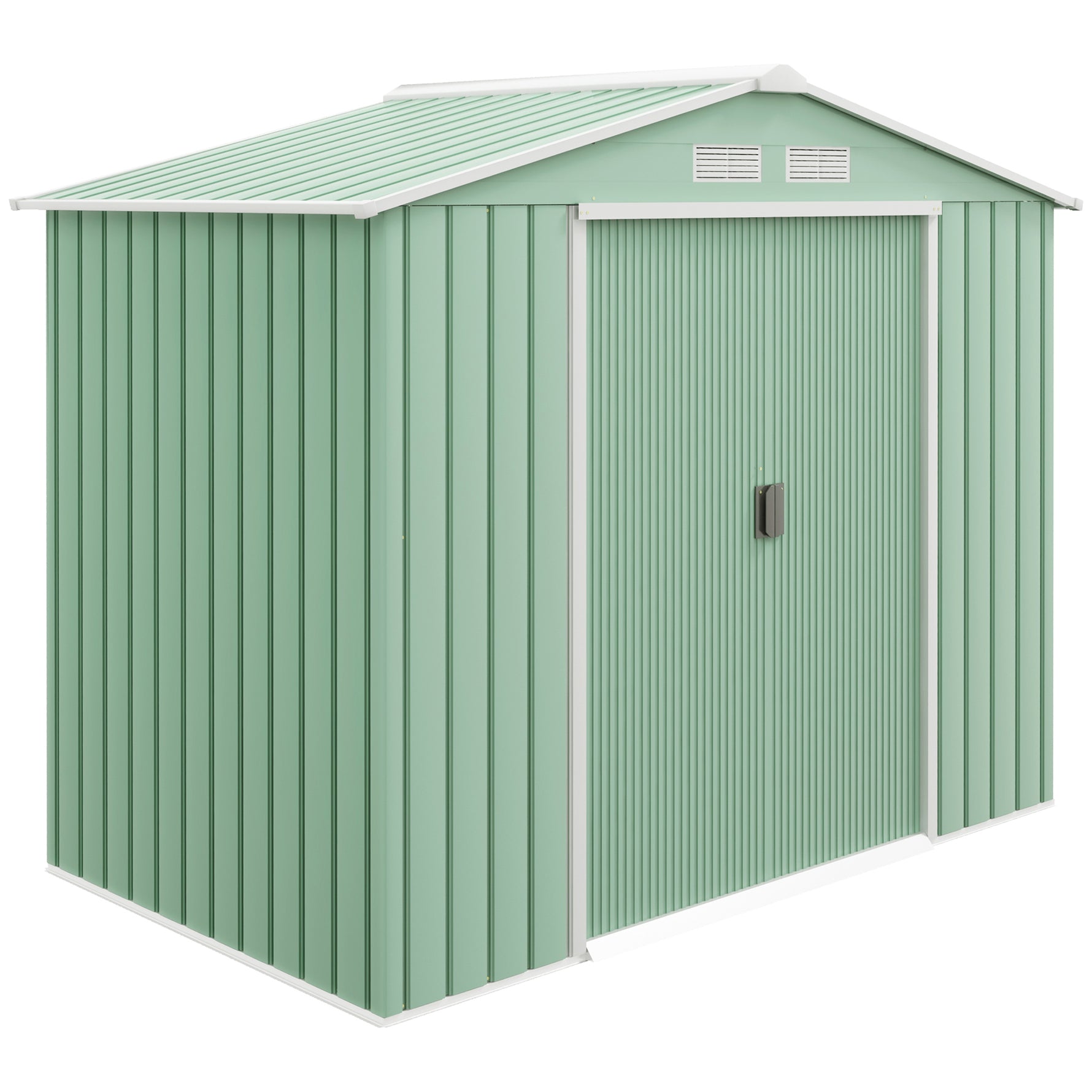 Abri de Jardin 2,42 m² - Remise pour Outils avec Fondation - cabanon Porte verrouillable - tôle d'acier Vert clair