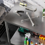 Table de travail en acier inoxydable 2 étagère, pour cuisine, garage, jardin, 90 x 60 x 86 cm, argenté