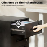 Caisson de Bureau Mobile avec 3 Tiroirs Verrouillables, Caisson de Rangement sur Roulettes, 40 x 40 x 69,5 cm, Noir