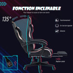 Chaise gaming ergonomique avec Oreilles de Chat, fauteuil gamer avec dossier inclinable, 65 x 62 x 124 cm, noir