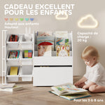Meuble rangement enfant rangement jouet enfant 6 bacs amovibles et grand coffre à roulettes 100 x 30 x 80 cm blanc