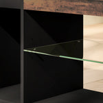 Meuble TV avec lumières LED et télécommande, étagères et compartiments ouvert, 140x35x47cm, marron