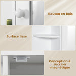 Armoire Murale avec Miroir Salle de Bain Meuble Miroir avec Rangement Toilettes 1 Porte + étagères latérales