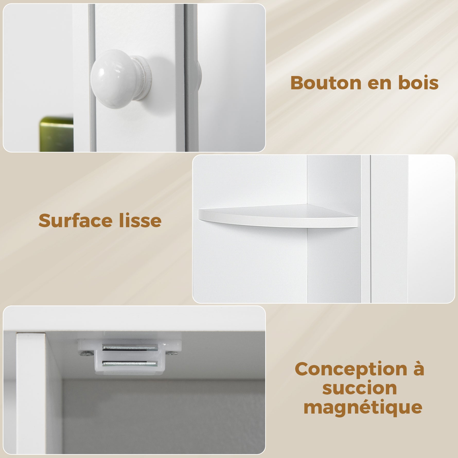 Armoire Murale avec Miroir Salle de Bain Meuble Miroir avec Rangement Toilettes 1 Porte + étagères latérales