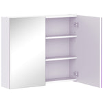 Armoire murale salle de bain avec miroir 70 x 60 cm avec étagère réglable, miroir salle de bain avec rangement, blanc