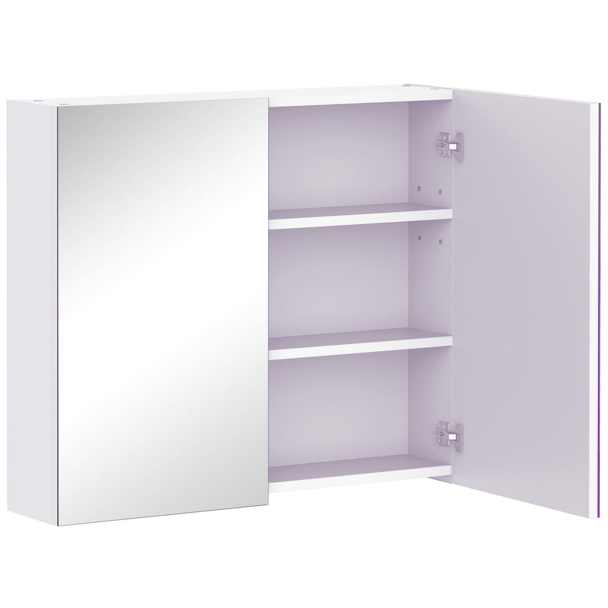 Armoire murale salle de bain avec miroir 70 x 60 cm avec étagère réglable, miroir salle de bain avec rangement, blanc
