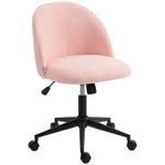 Chaise de Bureau Pivotante en Fourrure Teddy, Hauteur Réglable, Roulettes, Mousse Haute Résilience, Rose