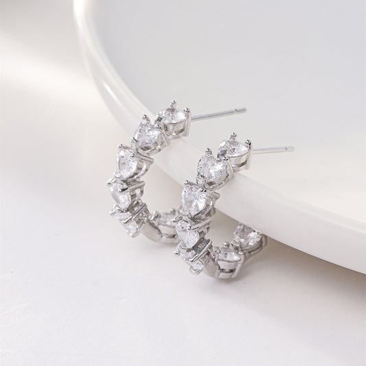 Boucles d'Oreilles Clip Strass Simple – Anneau en C