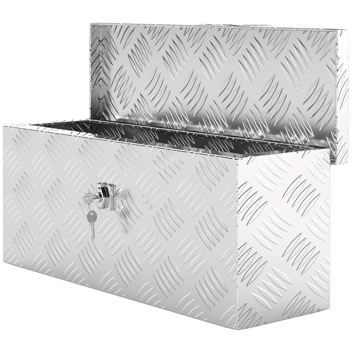 Caja de almacenamiento - caja de herramientas de aluminio - baúl de herramientas de aluminio. cierre con llave dim. 50L x 15,5an x 20,5al cm - plateado