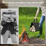 Porte-bûches, range-bûches, avec transporteur amovible, intérieure, 49l x 34P x 44H cm, métal, noir