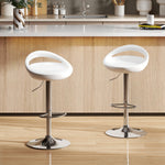 Lot de 2 tabourets de bar chaises de bar hauteur réglable dossier et repose-pieds pivotant à 360° 46x41x76-96cm blanc