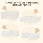 Enclos parc modulable pour petits animaux 12 panneaux pour chiot, cochon 105 x 105 x 45 cm blanc