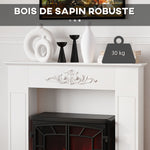 Manteau de cheminée encadrement cadre décoratif pour cheminée électrique 101 x 19 x 100 cm bois blanc