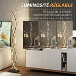 Lampadaire sur pied salon, lampe salon 3 niveaux de luminosité réglables à double spirale avec interrupteur à pied, noir
