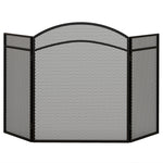 Pare-feu cheminée pliable 3 panneaux pare-étincelles cheminée avec motif en en chevron 96l x 1P x 60H cm métal noir-0