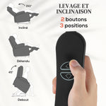 Fauteuil releveur électrique massage et chauffage avec repose-pied, dossier inclinable, télécommande et poche latérale