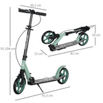 Trottinette pliable pour adultes +14 ans avec guidon réglable grandes roues de 20 cm amortisseur vert