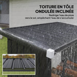 Abri-bûches couvert support pour bois de chauffage plancher surélevé toit incliné, acier galvanisé 150x66,5x150cm gris