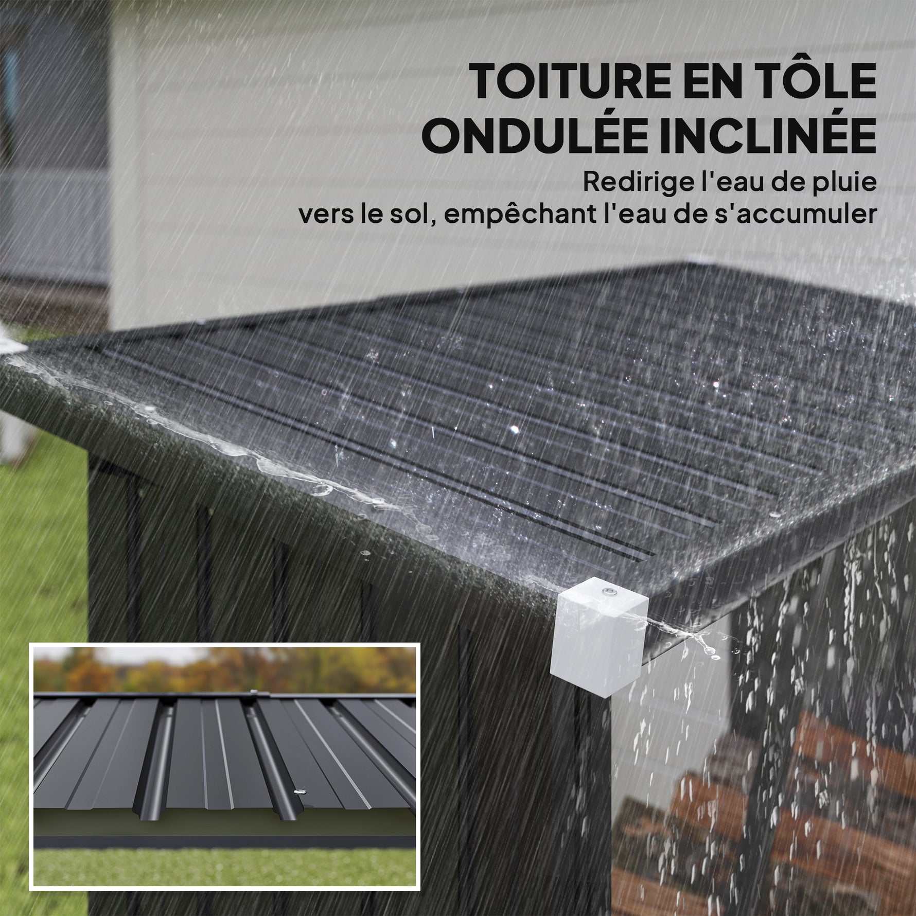 Abri-bûches couvert support pour bois de chauffage plancher surélevé toit incliné, acier galvanisé 150x66,5x150cm gris