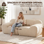 Canapé 2 Places en Chenille, Canapé de Salon 174cm, Assise et Accoudoirs Larges Rembourrés, Entièrement Compressé, Beige
