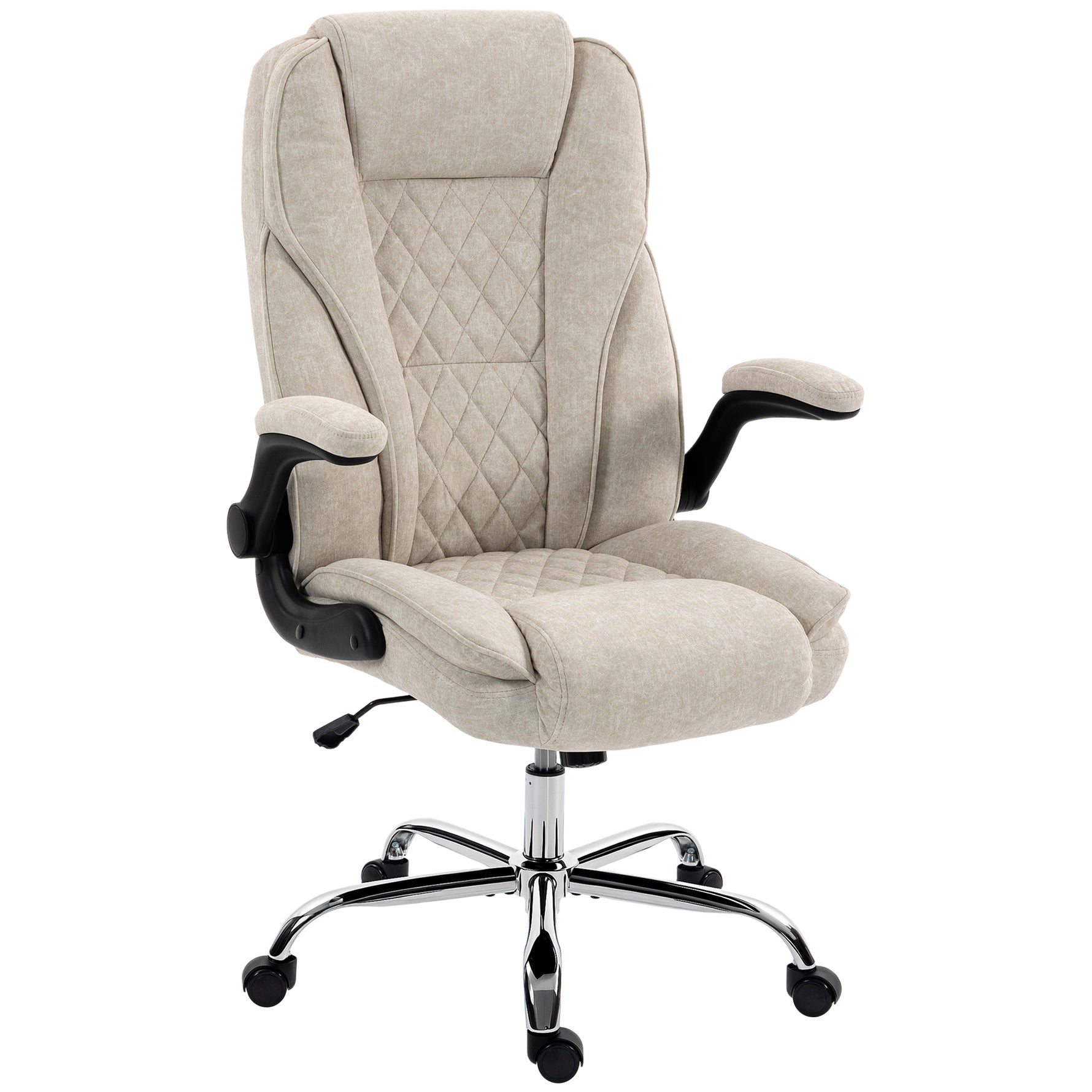 Fauteuil de bureau, chaise bureau ergonomique, hauteur réglable, accoudoirs relevables, 70 x 70 x 114-122 cm, beige