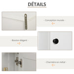 Armoire Murale de Salle de Bain Meuble Suspendu WC Placard 1 Porte 3 niches dim. 53L x 14,5l x 50,5H cm en bois Blanc