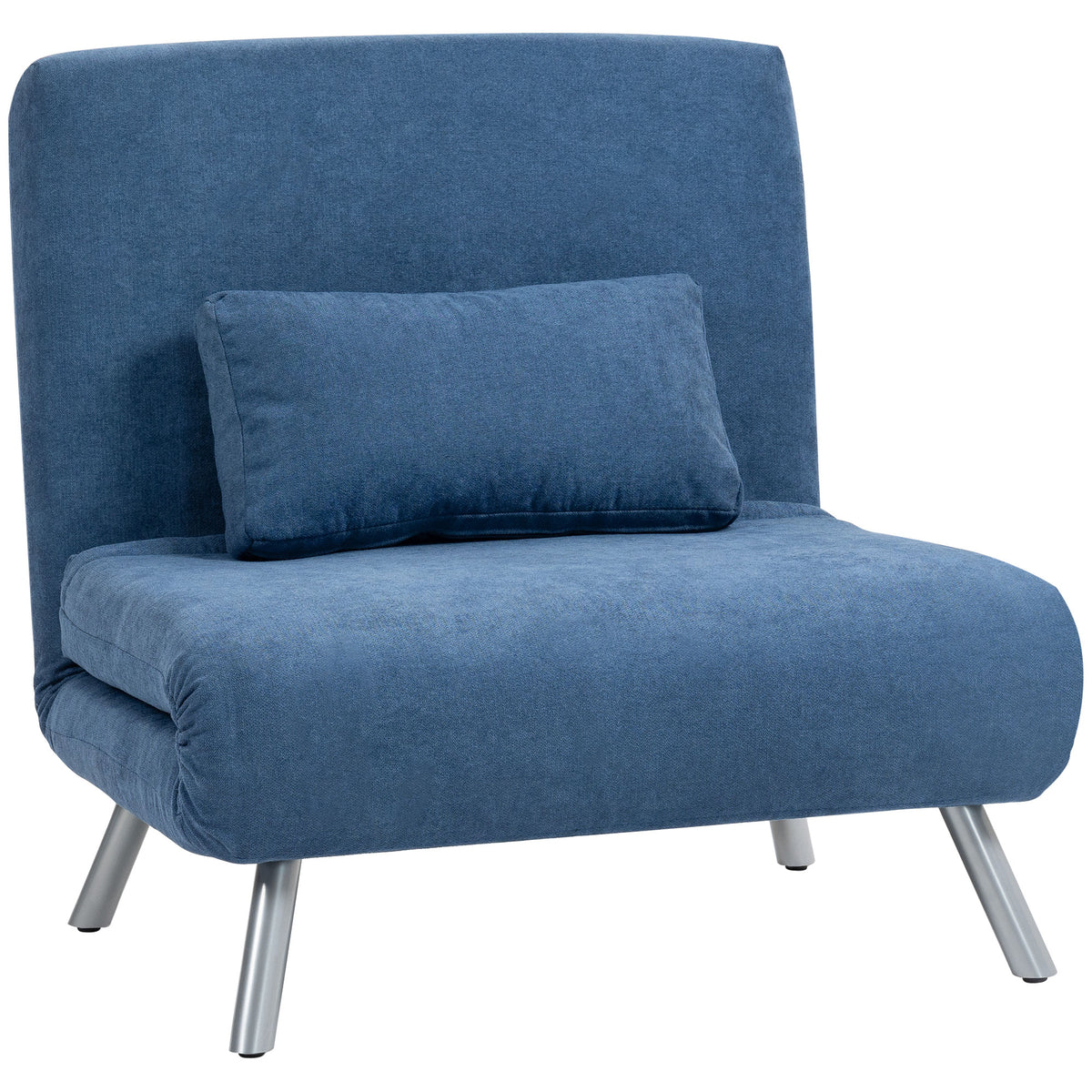 Fauteuil convertible 1 place, fauteuil-lit clic-clac 3 en 1 avec dossier réglable, oreiller, assise large, bleu