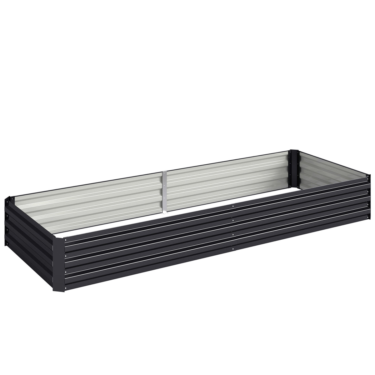 Carré potager de jardin rectangulaire jardinière extérieure 241 x 90,5 x 30 cm tôle d'acier ondulée noir