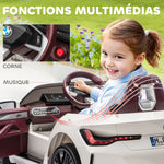 BMW I4 12V Licensed Kids' Electric Car with Remote Control, MP3 Music, Lights, and Seatbelt, 115x67x45 cm, Black
