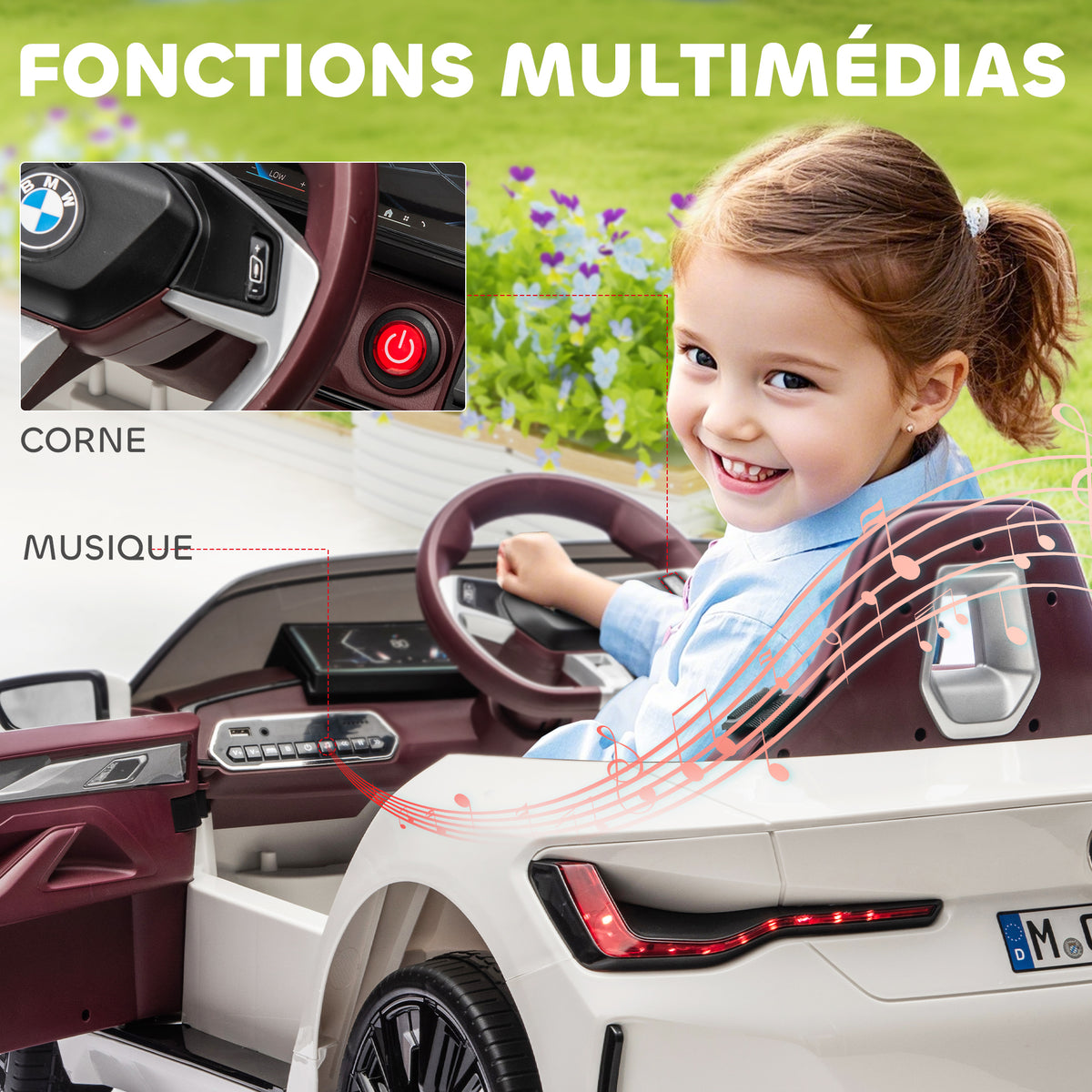 BMW I4 12V Licensed Kids' Electric Car with Remote Control, MP3 Music, Lights, and Seatbelt, 115x67x45 cm, Black