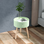 Table basse table de chevet table de nuit ronde design scandinave bout de canapé avec tiroir pieds effilés inclinés