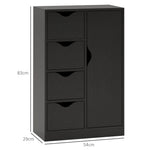 Aufbewahrungsmöbel Sideboard Kommode mit 1 Schranktür und 4 Schubladen, aus Holz, für Wohnzimmer, Küche, Flur, Esszimmer, Schwarz