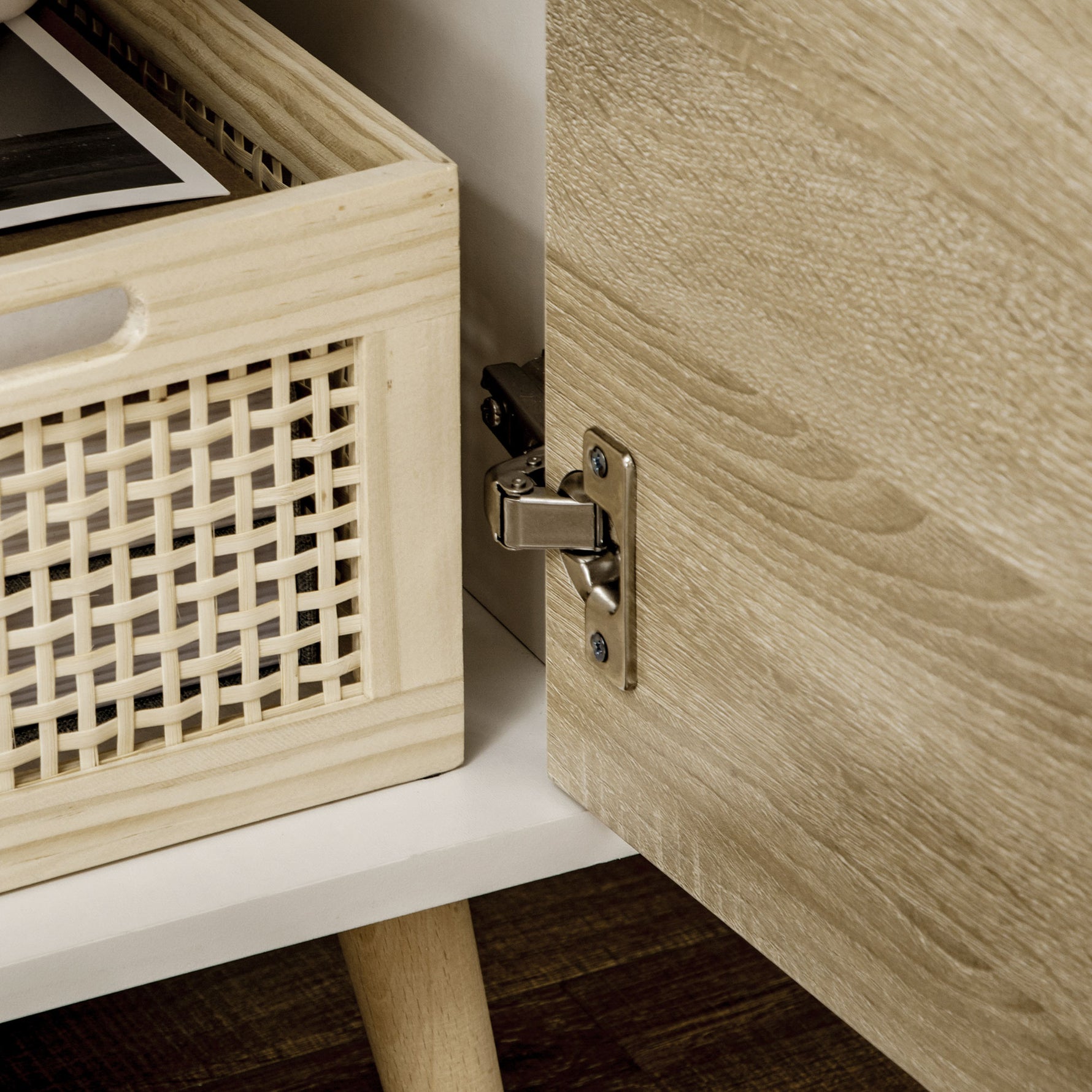 Meuble TV Banc TV Buffet bas Meuble de rangement sur pied avec 2 placards en Bois pour Chambre Salon 110 x 40 x