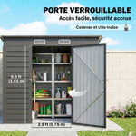 Abri de jardin 2,3m² - pour Outils - cabanon Porte verrouillable - dim. 191L x 130P x 166,5-183H cm - acier